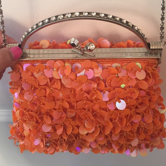 Sequin orange purse