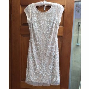 AIDAN MATTOX Sequin Nude/ Cream Dress