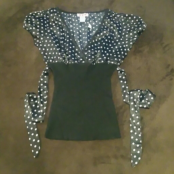 Black and White Polka Dot Top