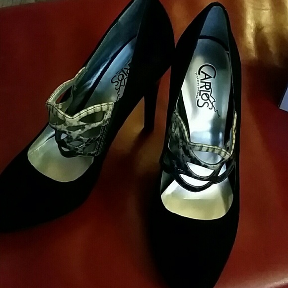 Carlos Infinity heels, black/snakeskin size 7