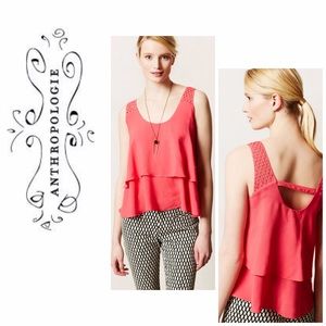 Anthropologie HD in Paris pink tiered tank blouse
