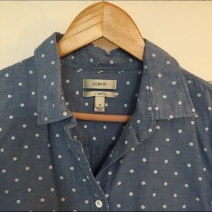 J. Crew Tops - J. Crew Chambray Shirt with Polka Dots J. Crew Tops - J. Crew Chambray Shirt with Polka Dots