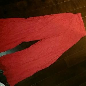 Size small Orange Lace wide Leg Palazzo Pants