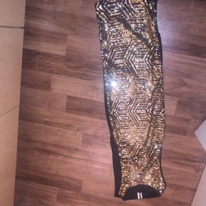 Black and gold sequin cocktail dress