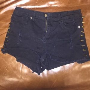 Gold Spike High Rise Denim Cut-offs