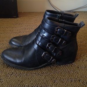 Black buckle booties