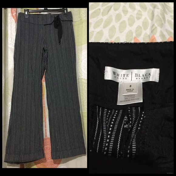 Black and white striped Pants, formal wear.