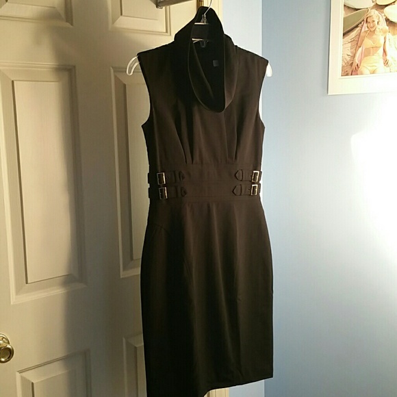 Calvin Klein cowl neck black sheath dress