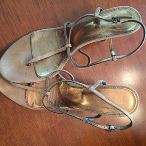 J Crew Italian Leather Tan Strappy Heels Size 10