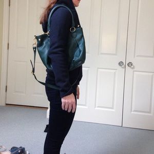 J Crew Green Pebbled Leather Handbag