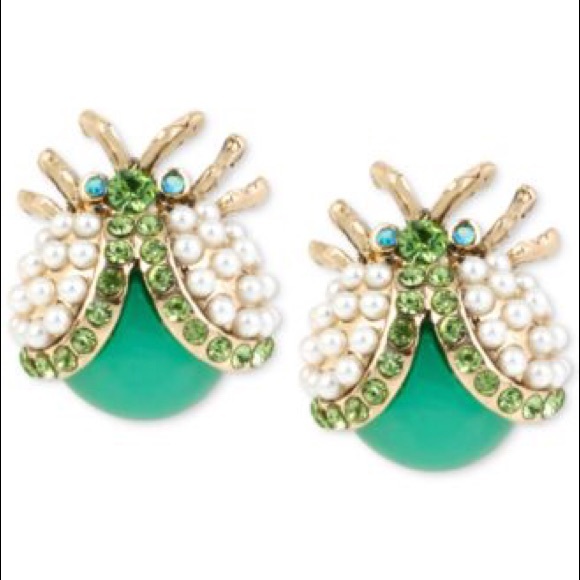 Betsey Johnson Imitation Pearl Lady Bug Studs