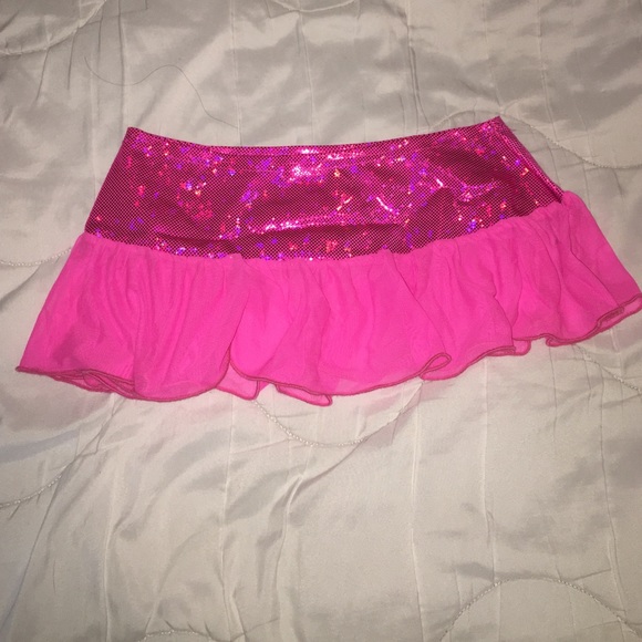 Pink holographic little black diamond rave skirt