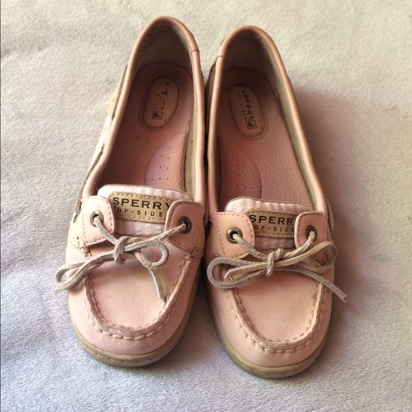 Sperry Pink And White Striped Slip On Boat Shoes