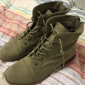 Olive green military style boot
