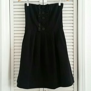 Hazel Black Strapless Dress with Button Detail