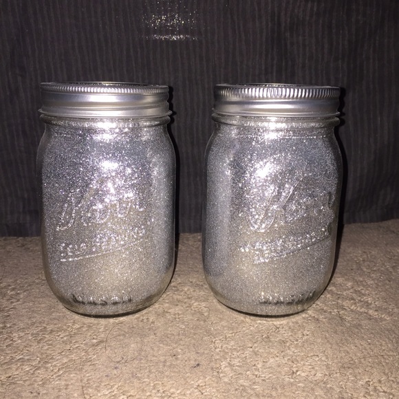 Handmade silver glitter mason jars - Picture 2 of 3