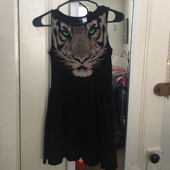 Black tiger skater dress