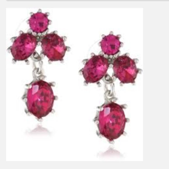 Betsey Johnson Iconic Stone Fuchsia Stud Earrings