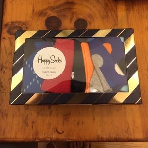 3 Pairs Colorful Rainbow Knee-Length Happy Socks