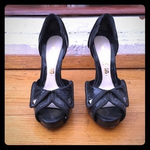 L.A.M.B. Black patent leather platform heels