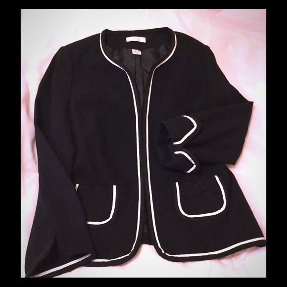 Woven tweed jacket w ribbon detail