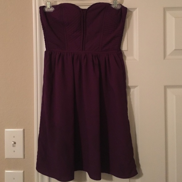 Strapless purple dress