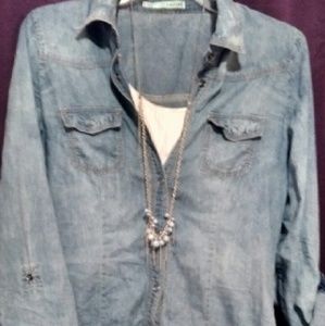 Chambray button blouse