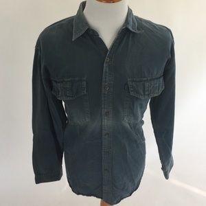 Men XL Denim Buttoned-Down Long-Sleeved Shirt