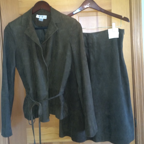 Brooks Brothers suede skirt and jacket.