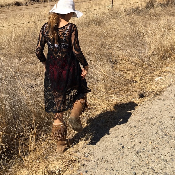 Free people dress lace black small