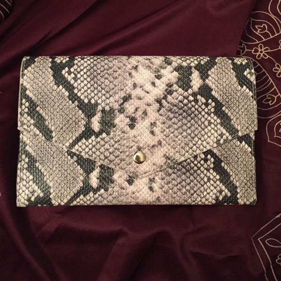 Aldo Snakeskin Clutch- Nude