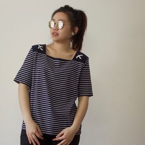 Striped Navy 3/4 Sleeve Top