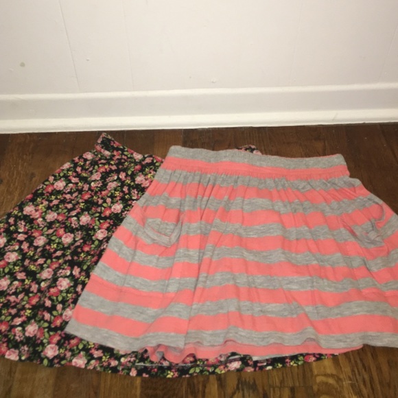 1 floral circle skirt. One flows striped skirt