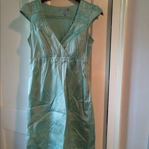 Mint silk dress.