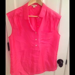 J. Crew hot pink silk shirt size 4