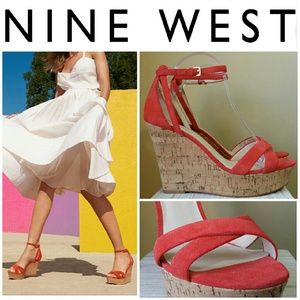 ♡Sale♡ New Nine West Joker Suede Wedge - Orange
