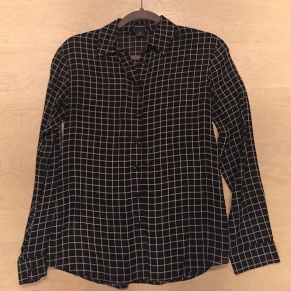 Club Monaco black and white grid blouse