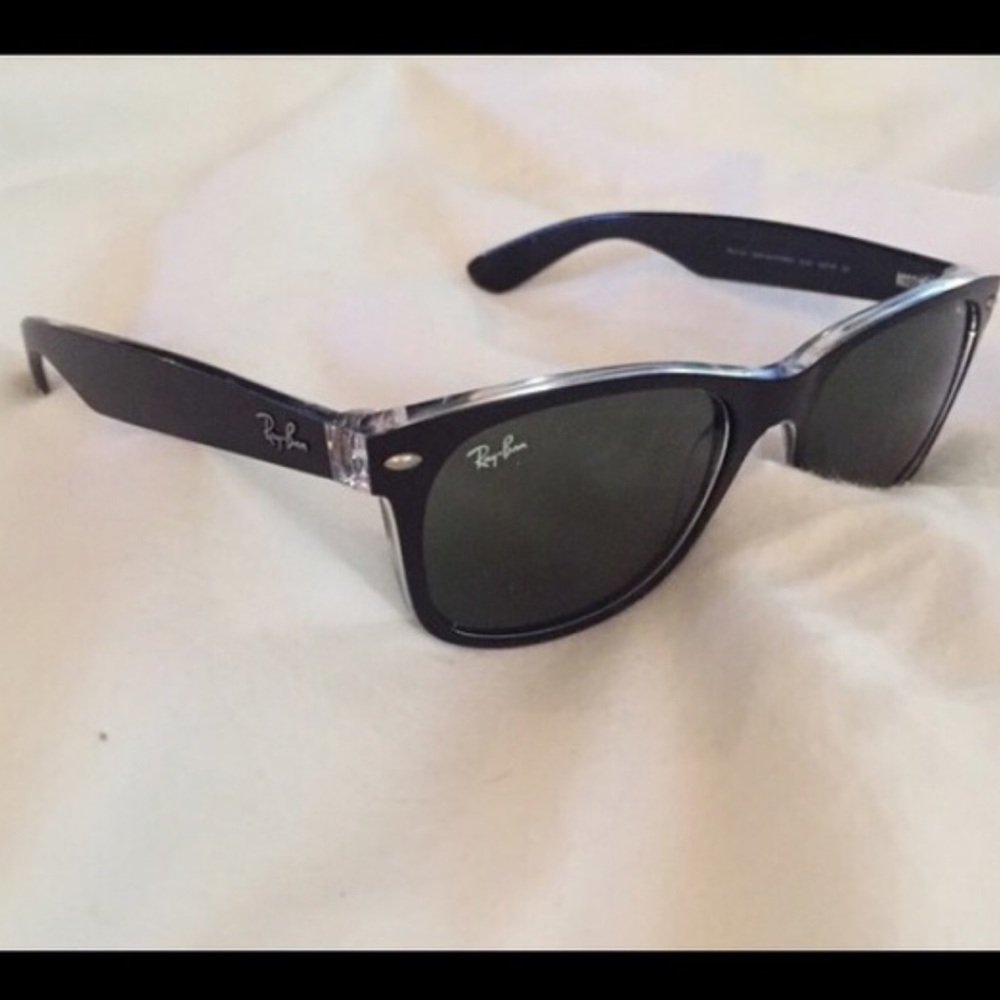 Ray-Bans Black Wayfer's w/ clear frame, Polarized