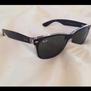 Ray-Bans Black Wayfer's w/ clear frame, Polarized