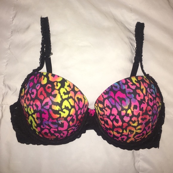 PINK Black and Multi-color Push Up Bra