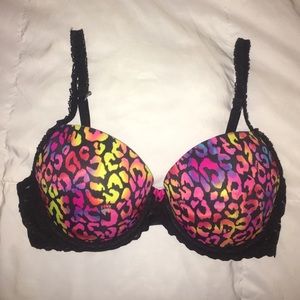 PINK Black and Multi-color Push Up Bra