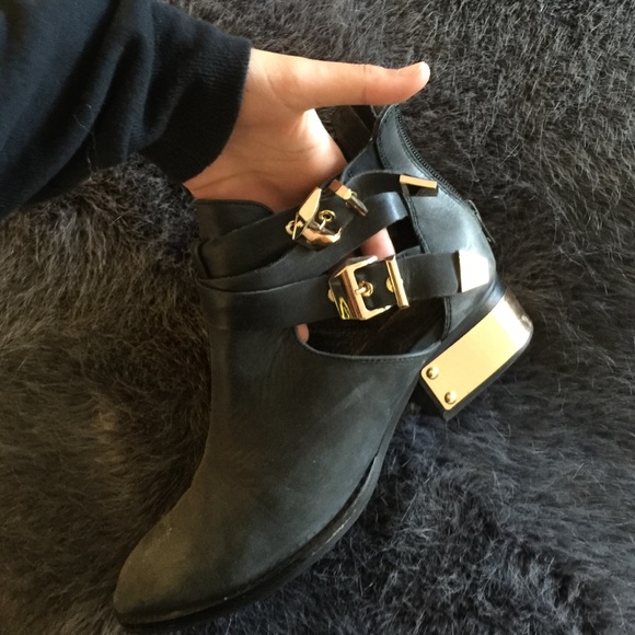 Black Booties W Gold Hardware