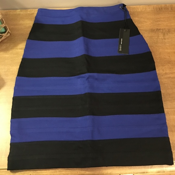 Express High Waisted Black and Blue Skirt - Picture 1 of 4