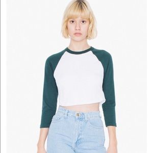 American Apparel Cropped 3/4 Sleeve Raglan