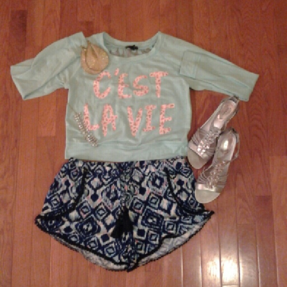 NWT Crochet Trim Shorts