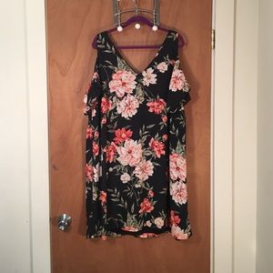 Off shoulder black floral dress!! Basically new!