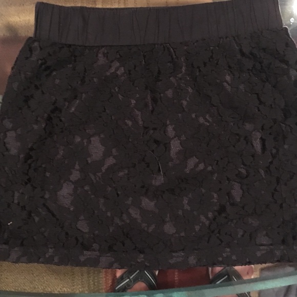 Black lace lined Lush mini skirt
