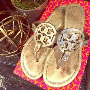 Authentic Tory Burch Gold Sandals Size 7