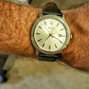 Bulova Men's Watch with Black Leather Band