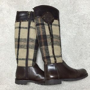 Tory Burch Plaid Riding Boots Size 6 1/2